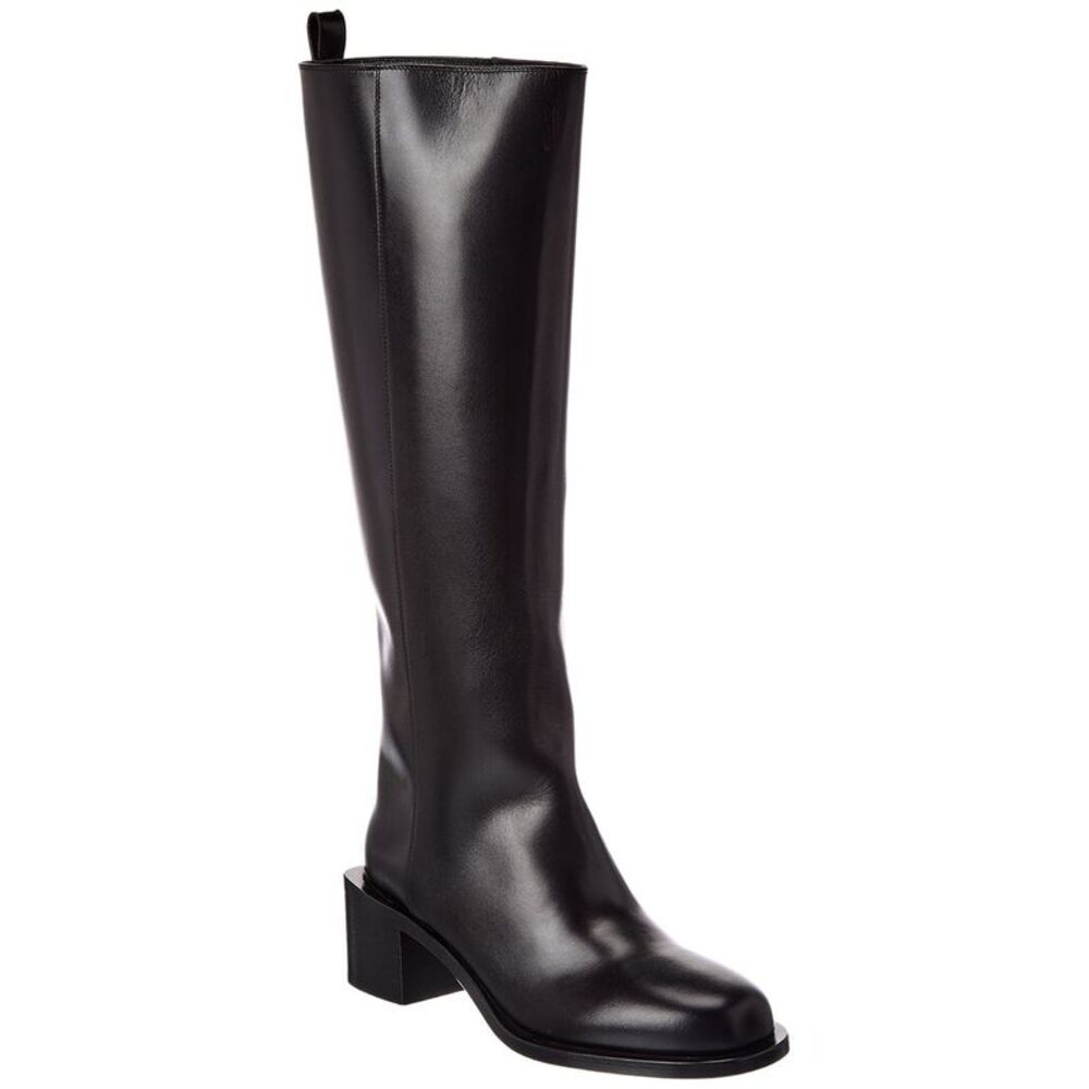 Valentino Roman Stud Leather Knee-High Boot, Black